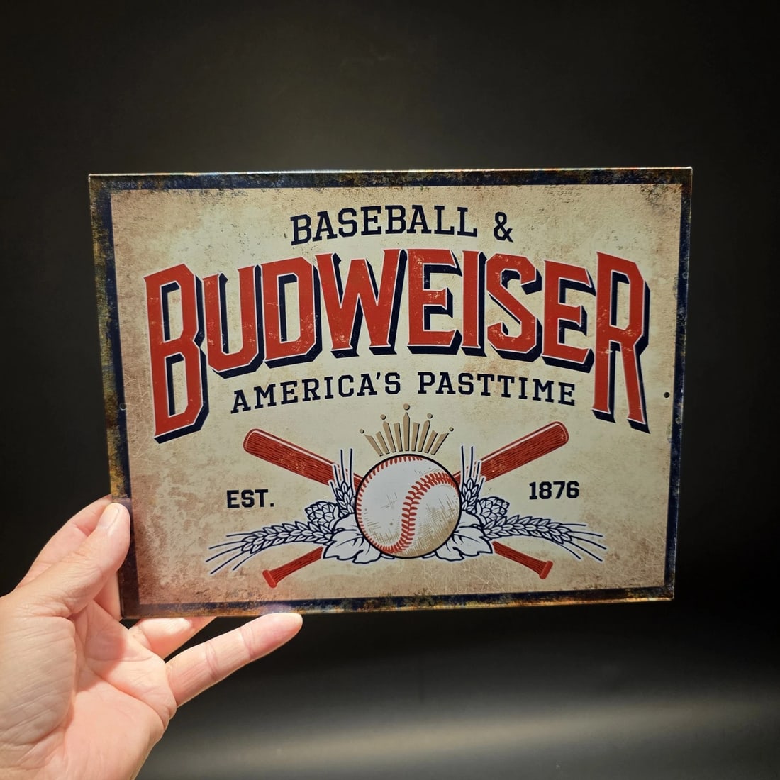 Budweiser Baseball Tin Sign Beer Advertising - 7
