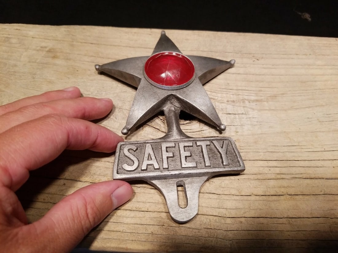 Aluminum Safety Star Car License Plate Fob Topper - 11