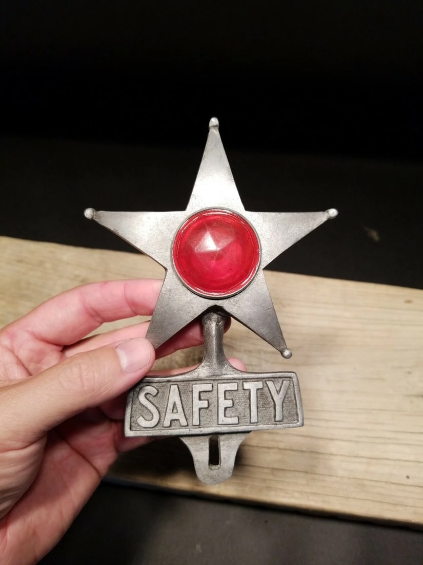 Aluminum Safety Star Car License Plate Fob Topper - 12