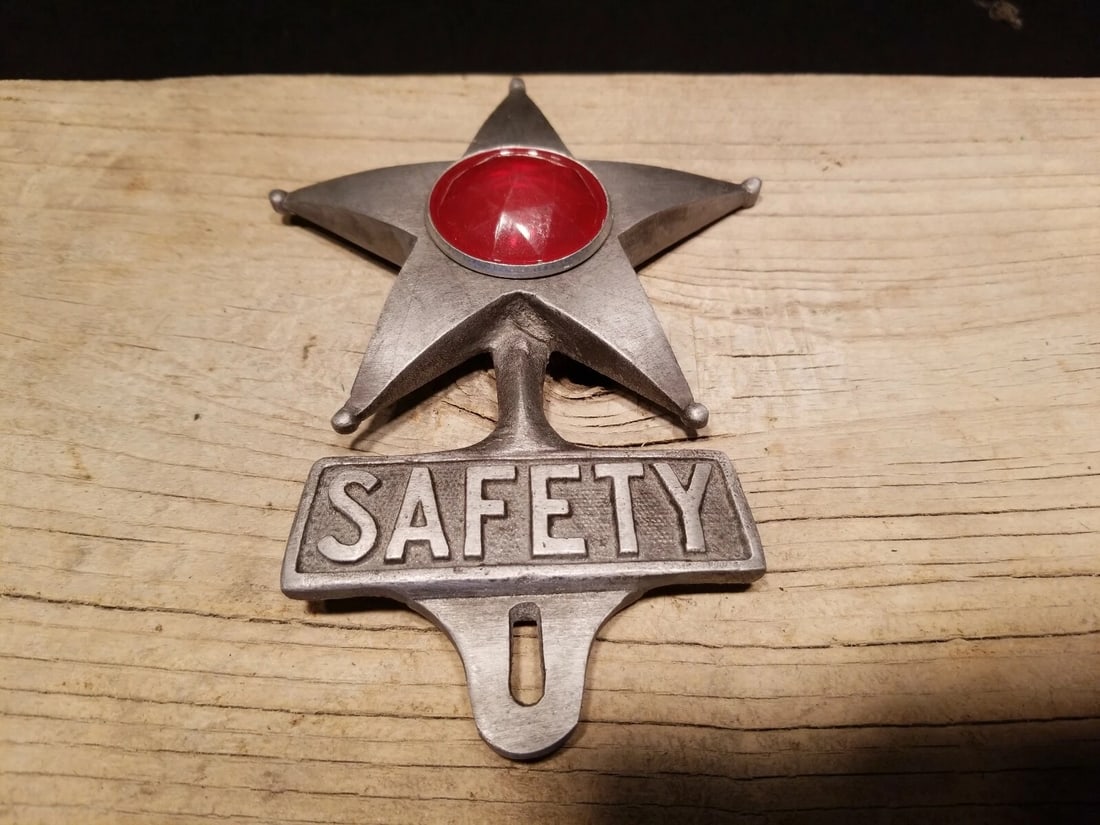 Aluminum Safety Star Car License Plate Fob Topper - 8