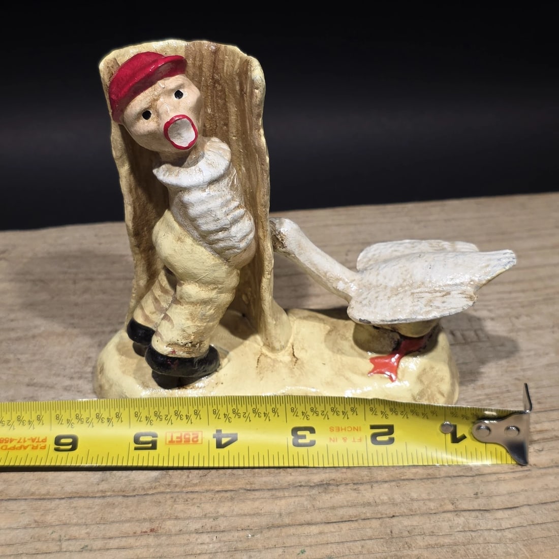 Cast Iron Folk Art Boy & Goose Figurine - 11