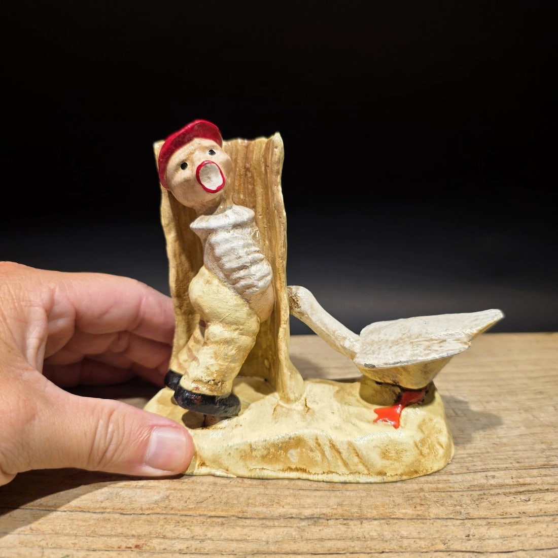 Cast Iron Folk Art Boy & Goose Figurine - 2