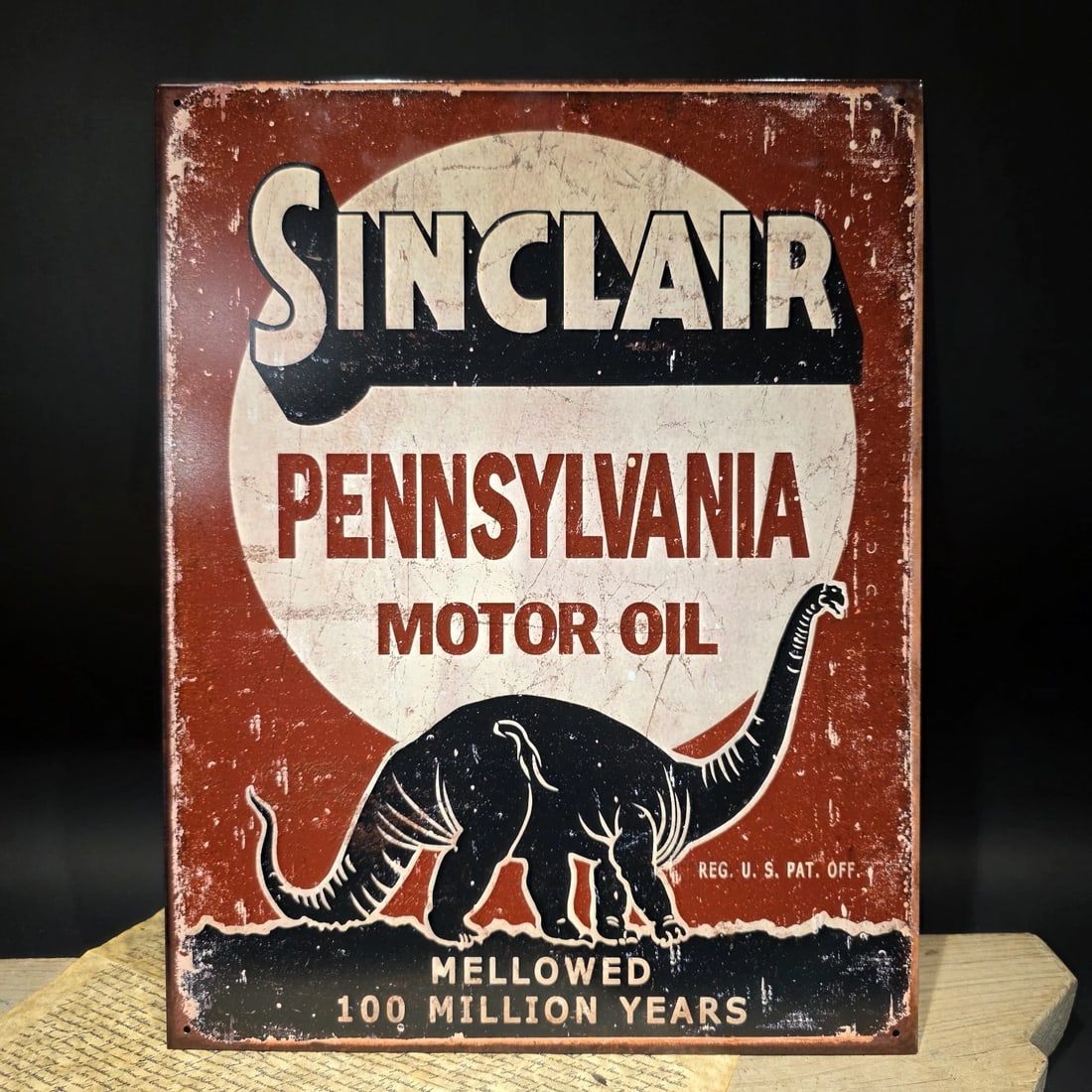 16" Sinclair Dino Pennsylvania Motor Oil Tin Sign - 5