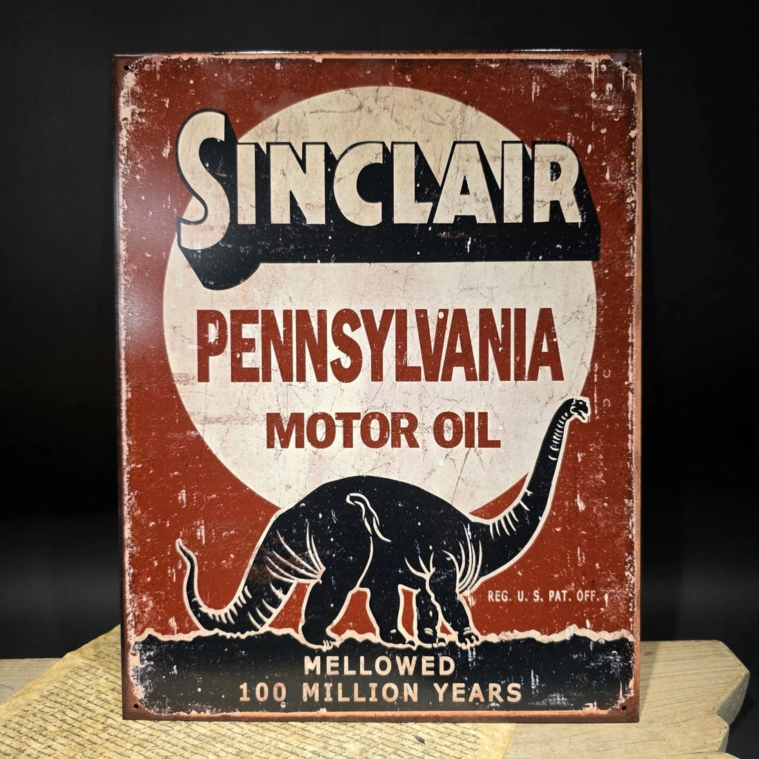 16" Sinclair Dino Pennsylvania Motor Oil Tin Sign - 6