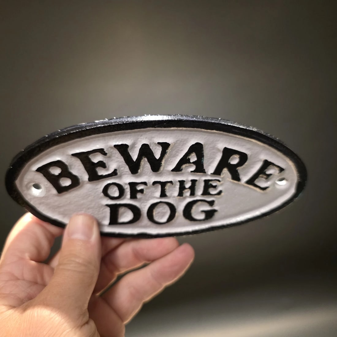 6 1/2" Cast Iron Beware of the Dog Sign Plaque - 3