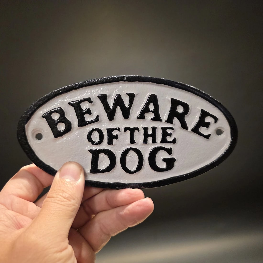 6 1/2" Cast Iron Beware of the Dog Sign Plaque - 4