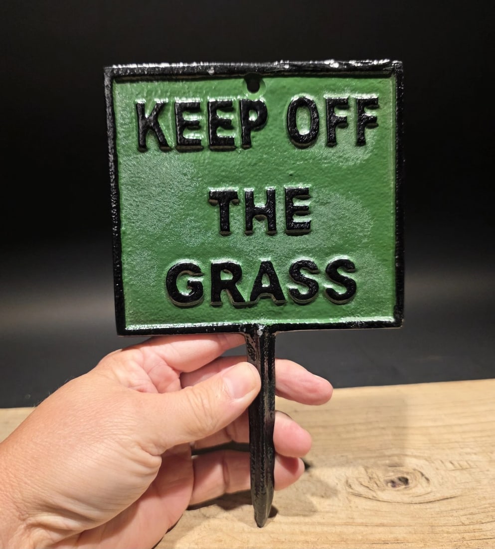 Cast Iron "Keep Off the Grass" Parks Lawn Sign - 10