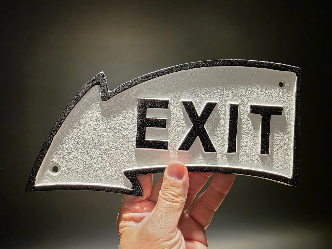 9 1/2" Cast Iron Arrow Exit Plaque Sign - 2