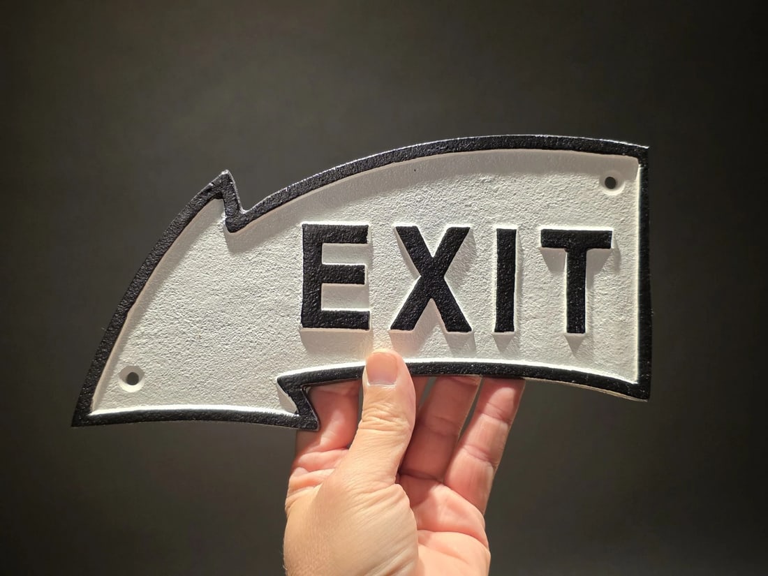 9 1/2" Cast Iron Arrow Exit Plaque Sign - 5
