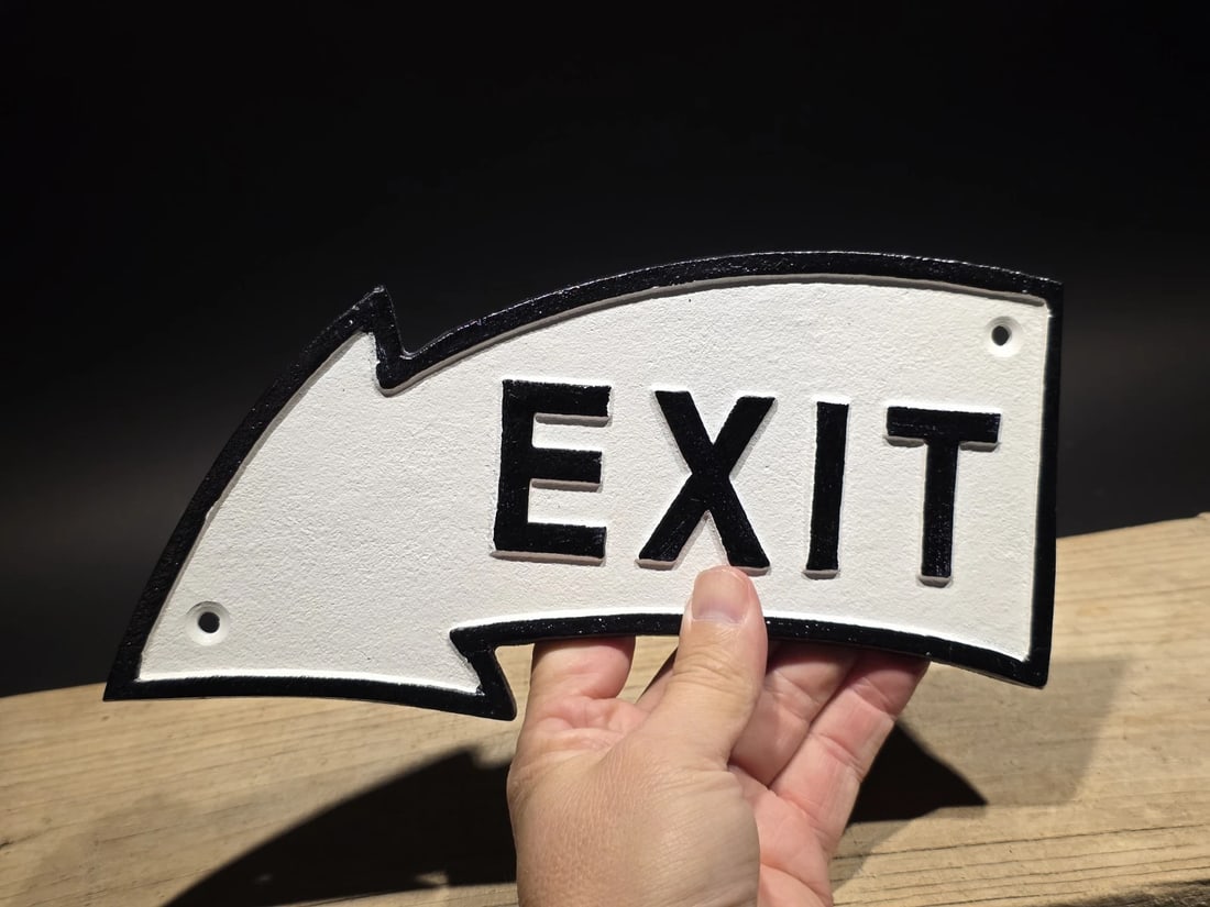 9 1/2" Cast Iron Arrow Exit Plaque Sign - 9