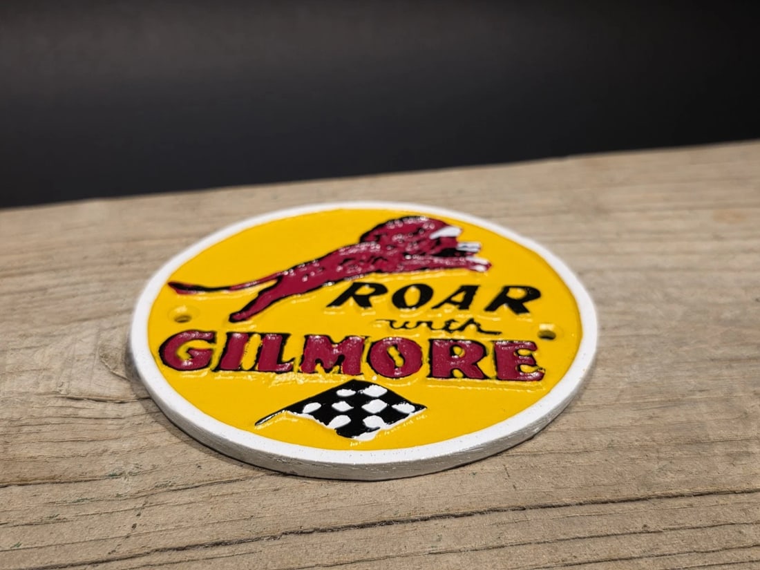 4 1/2" Metal Gilmore Gasoline Oil Plaque Sign - 4