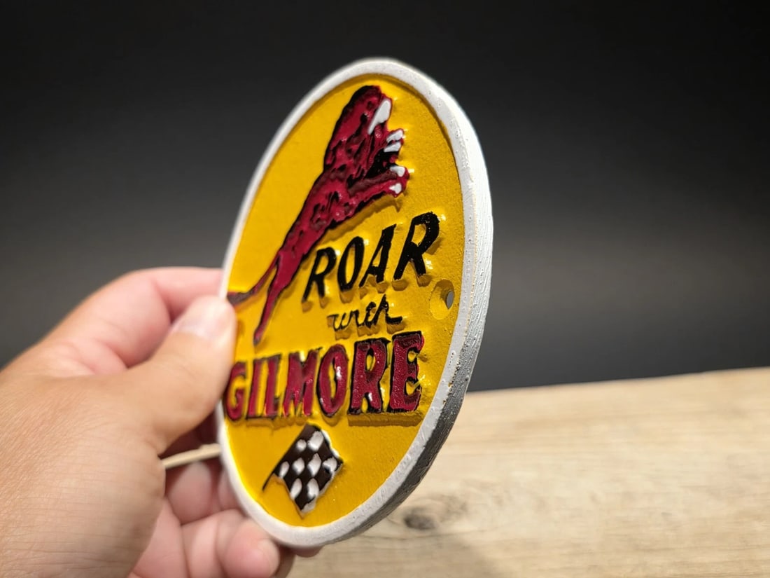 4 1/2" Metal Gilmore Gasoline Oil Plaque Sign - 7