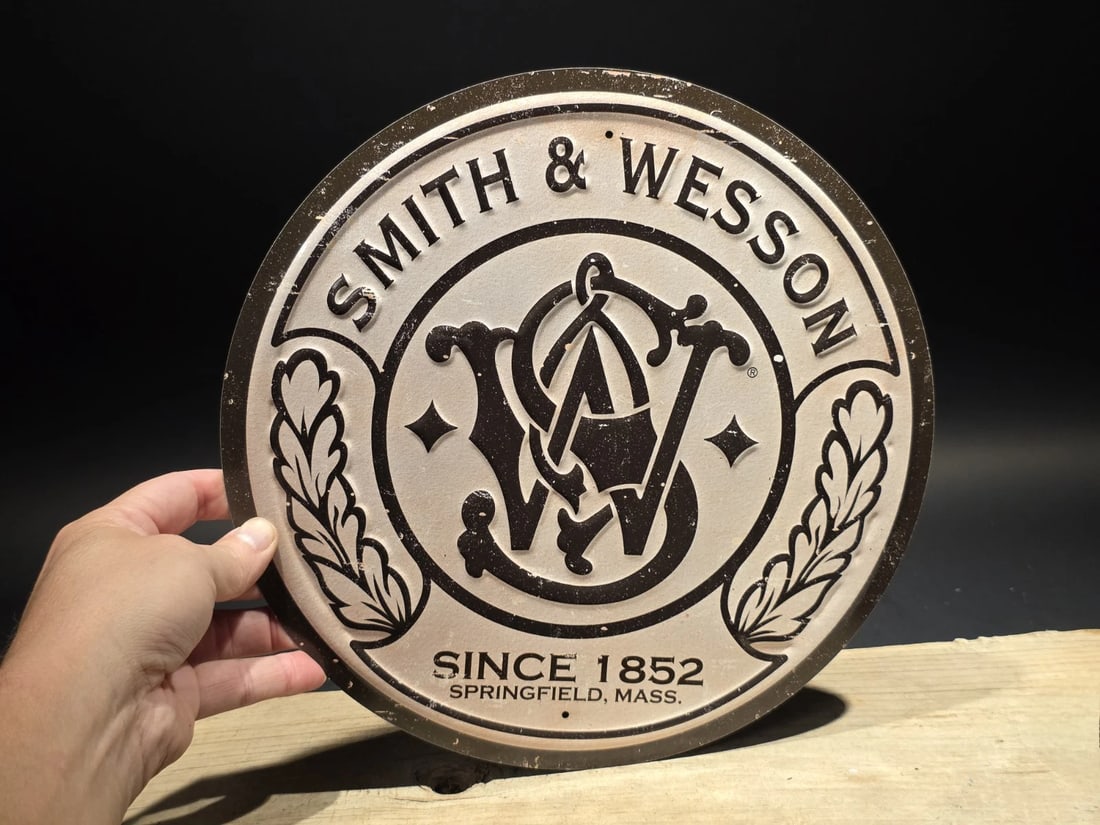 11 1/2" Round Metal Smith & Wesson Sign - 5