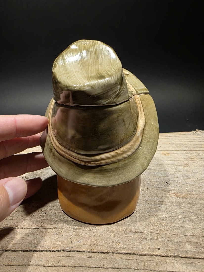 Majolica Ceramic Humidor Figural Tobacco Jar - 6