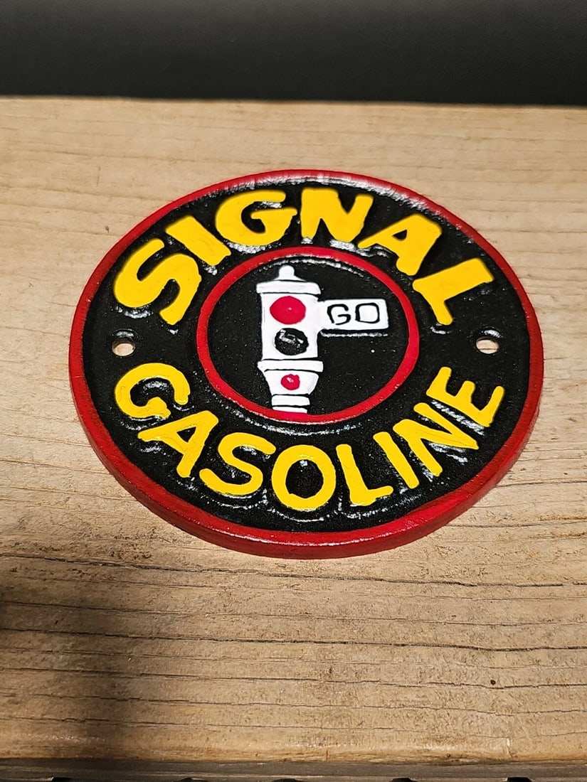 Cast Iron Signal Gasoline Gas Oil Sign Plaque - 11