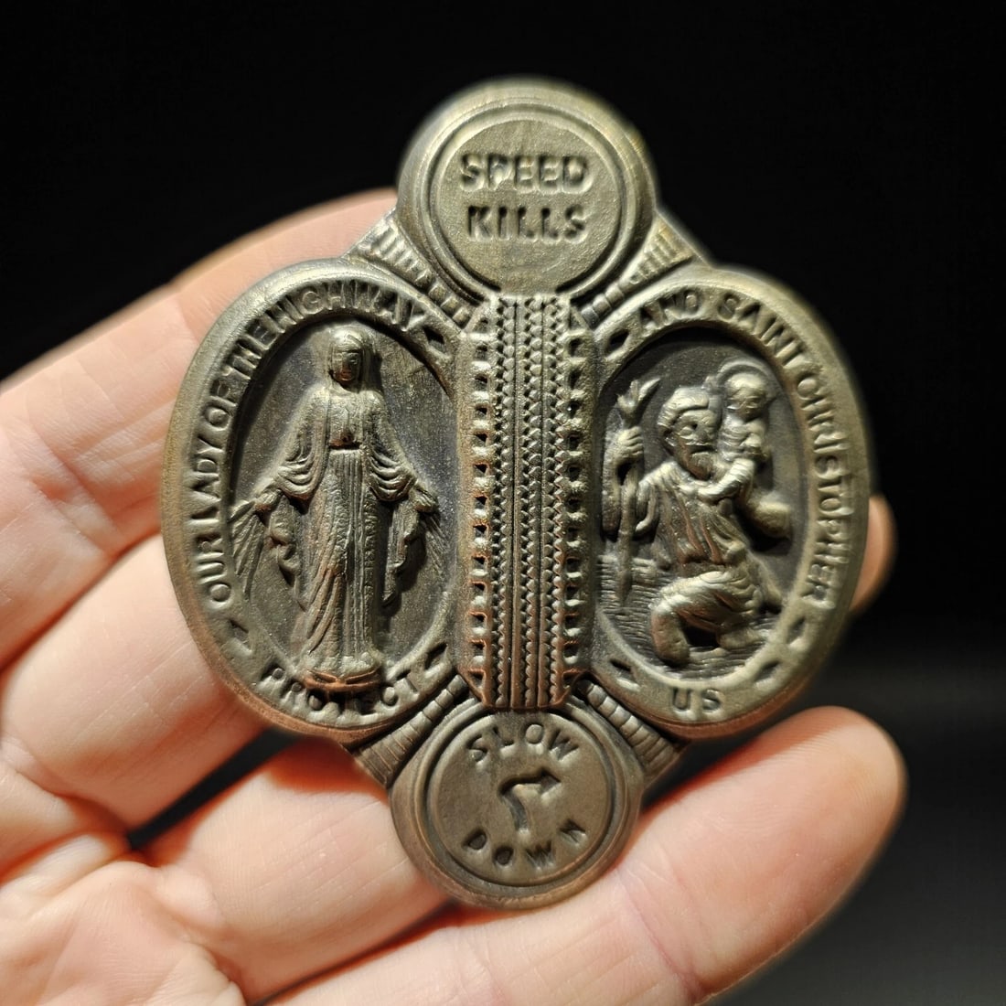Aluminum St. Christopher Patron of Safe Travel Visor Clip - 10