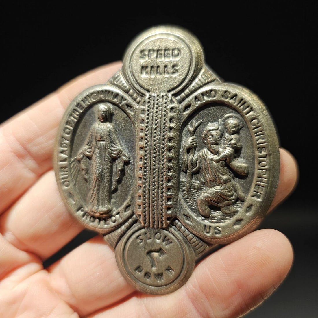 Aluminum St. Christopher Patron of Safe Travel Visor Clip - 11