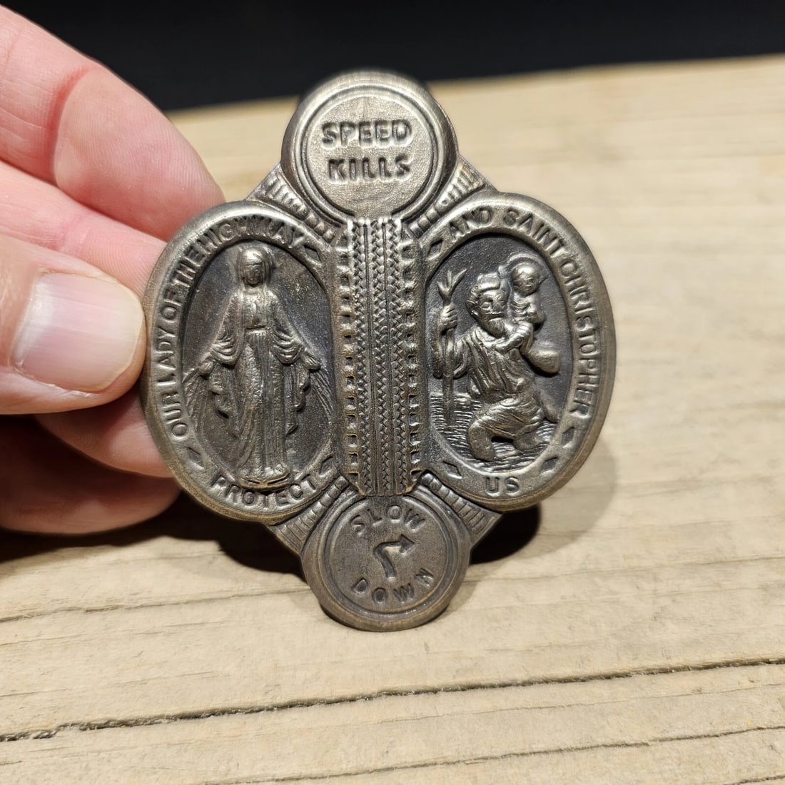 Aluminum St. Christopher Patron of Safe Travel Visor Clip - 8