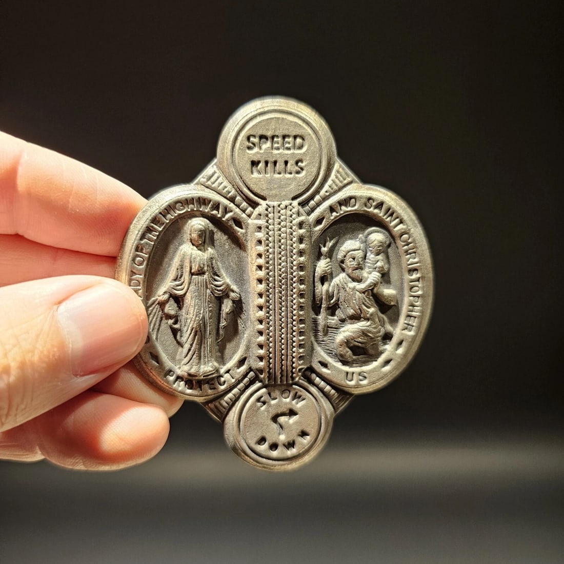 Aluminum St. Christopher Patron of Safe Travel Visor Clip - 9