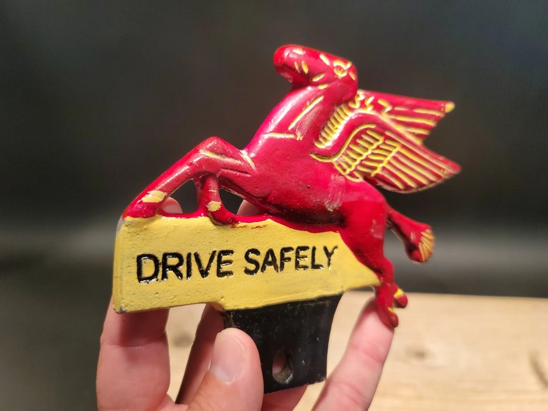 Aluminum Pegasus Drive Safely License Plate Fob Topper - 3