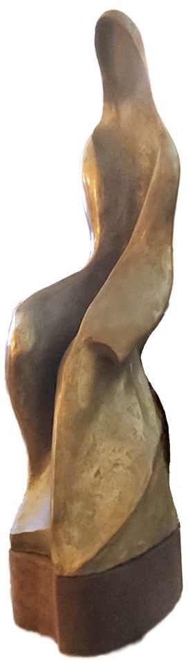Constance Barnard Pach Striking Vintage Bronze Postmodern Sculpture Depicting Mother & Child: Constance Barnard Pach (1920–2023) was an accomplished American sculptor known for her modern bronze works in a career that spanned several decades. Pach was a sculptor whose work is held in