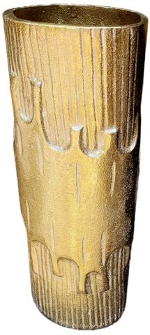 Vintage mid-century / deco-style gold finished tall metal art vase - 2