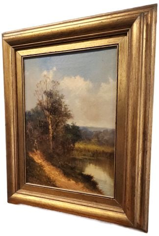 Fabulous Antique Italian Early 20th C. Landscape Oil Painting in the Manner of the Old Masters. - 5