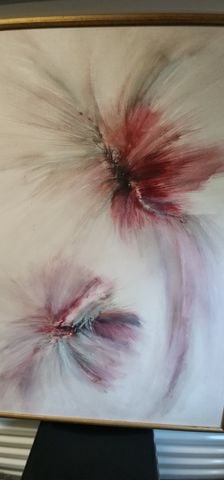 Captivating large mid-century abstract oil painting. - 9