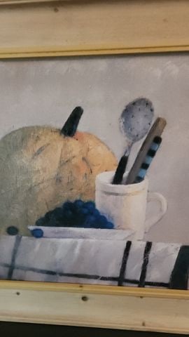 Vintage captivating still life oil painting reproduction on board. - 2