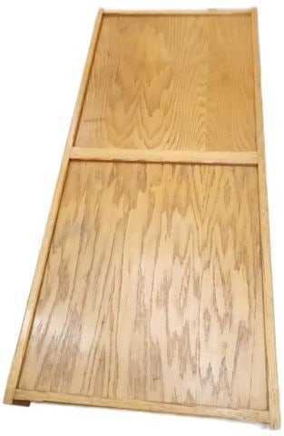60s/70s mid-century modern solid oak 60"x 24" parsons-style coffee table or bench w/ country flair - 5