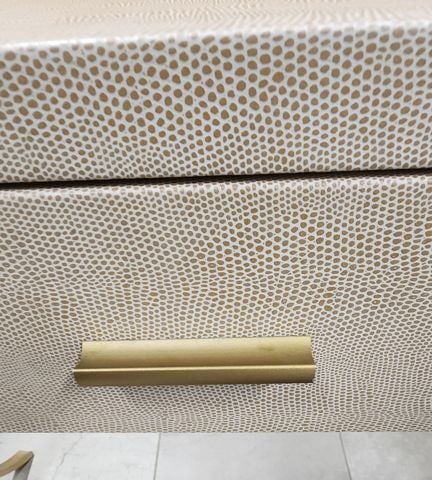 Elegant Modern 5th Avenue Vanity, Desk or Console w/ Faux Snake Skin & Gold Legs. 43.5Wx16.5Dx30.5H - 4