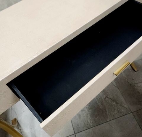Elegant Modern 5th Avenue Vanity, Desk or Console w/ Faux Snake Skin & Gold Legs. 43.5Wx16.5Dx30.5H - 5