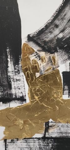 Powerful abstract giclee on canvas characterized by broad gold & black impasto brush strokes. 36x40 - 3