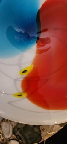 Murano -Vibrant 17"D Art Glass Centerpiece Charger Attributed to Fulvio Bianconi. - 5
