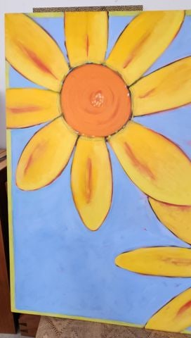 Zagarenski 60"x48" large 2000 impressionist oil painting w/ wonderful giant flowers & vibrant colors - 3