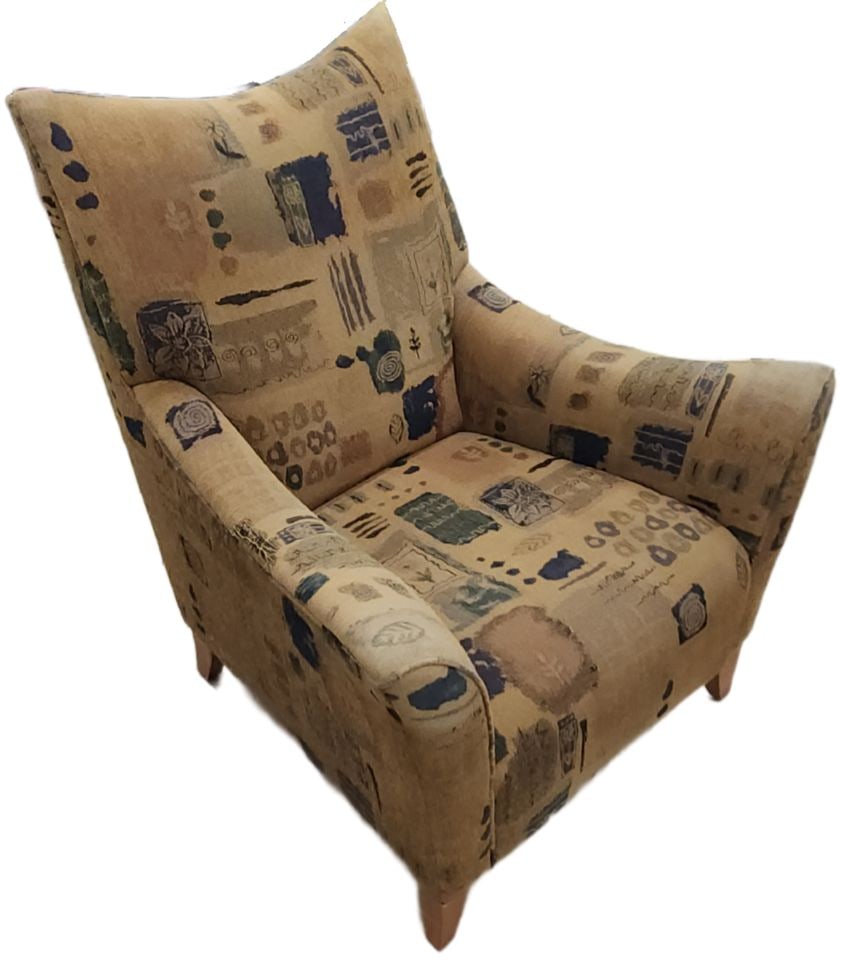 Pair of fabulous vintage Mid-Century Modern wing back side chairs. Some wearing of the fabric.: Pair of fabulous vintage Mid-Century Modern wing back side chairs. Some wear & tear to the fabric.. consistent with age. Structurally the chairs are an excellent condition, have a wonderful design