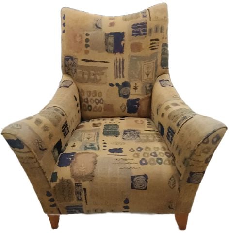 Pair of fabulous vintage Mid-Century Modern wing back side chairs. Some wearing of the fabric. - 3