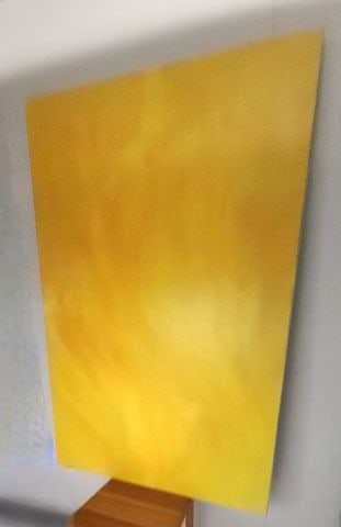 Large 60"x 40" masterful yellow/orange themed monochromatic abstract oil painting - 3