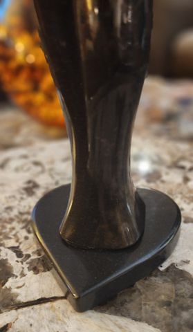 Vintage Black Onyx 17"H Sculpture of Female Figure w/ Abstract Madonna Imagery. - 6