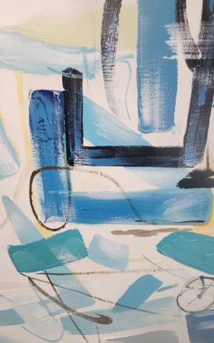 Roberts Large Modern Original Abstract Oil Painting 36"x 48" w/ Bold Impasto Brush Strokes. - 4