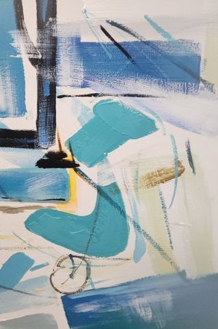 Roberts Large Modern Original Abstract Oil Painting 36"x 48" w/ Bold Impasto Brush Strokes. - 5