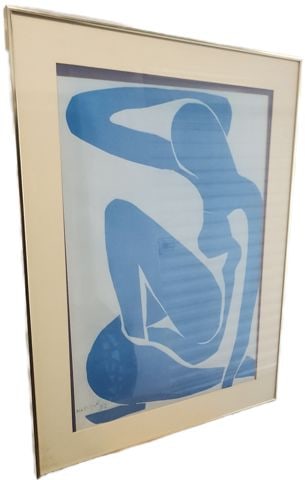 Vintage 22x30 Lithograph of the Celebrated 1952 Cut-Out the "Blue Nude" by Matisse. Facsimile Signed - 2