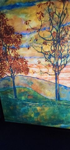 Vibrant Impressionist giclee print painting on canvas inspired by fauvist period 40 x 24 x 3"w frame - 4