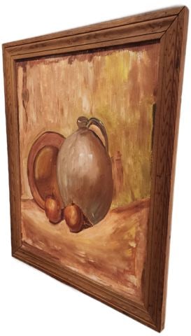 Vintage 36x40 still life oil painting on board. Rich texture. Great for a country or rustic dé - 3
