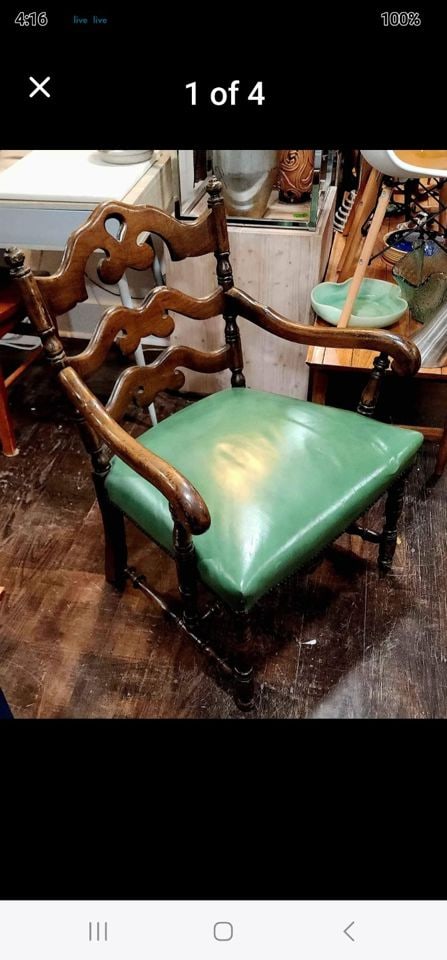 Large antique Victorian hand carved side chair.. very comfortable and in good condition consistent (1 of 4)
