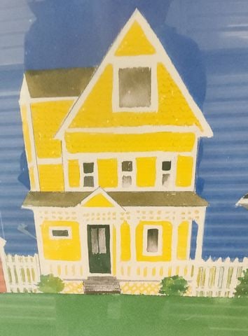 Impressionist Signed Lithograph of Costal Village Titled "Rowayton" by Sandra Farley Aldrich.18x24" - 3