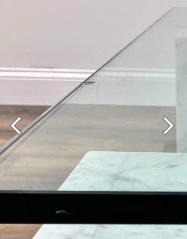 Ionic luxury Cattelan Italia Dielle glass coffee table w/ Carrara marble legs design by Piero De - 3