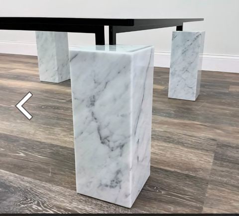 Ionic luxury Cattelan Italia Dielle glass coffee table w/ Carrara marble legs design by Piero De - 5