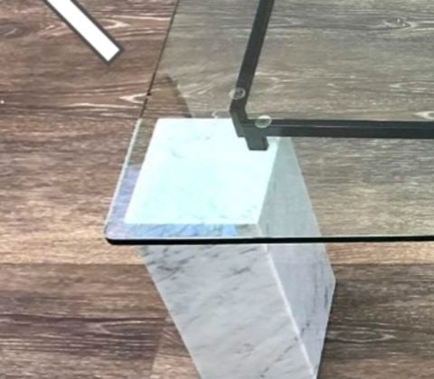 Ionic luxury Cattelan Italia Dielle glass coffee table w/ Carrara marble legs design by Piero De - 6