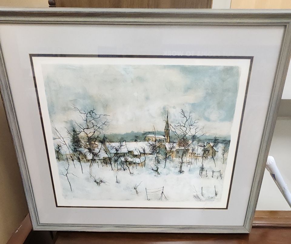 Ltd Editìon color lithograph of winter landscape by French artist Bernard Gantner (1928– (1 of 1)